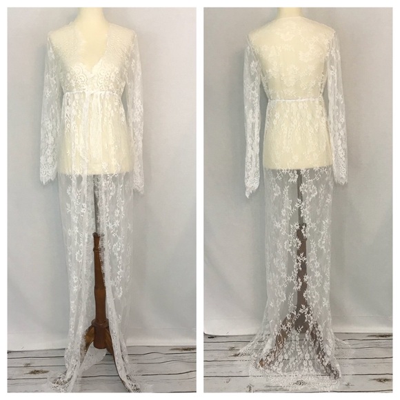 Gorgeous Eyelash Lace Extra Long Maxi Maternity Gown - Picture 8 of 16